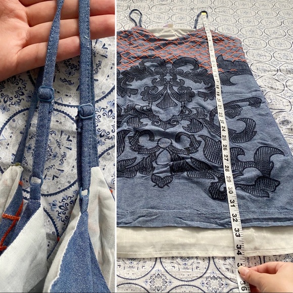 Alya boho embroidered chambray tunic/ mini dress - Picture 4 of 8